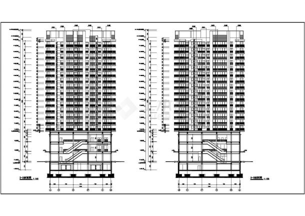 某城市框架剪力墙结构地上十八层地下一层商住楼建筑设计CAD图-图二