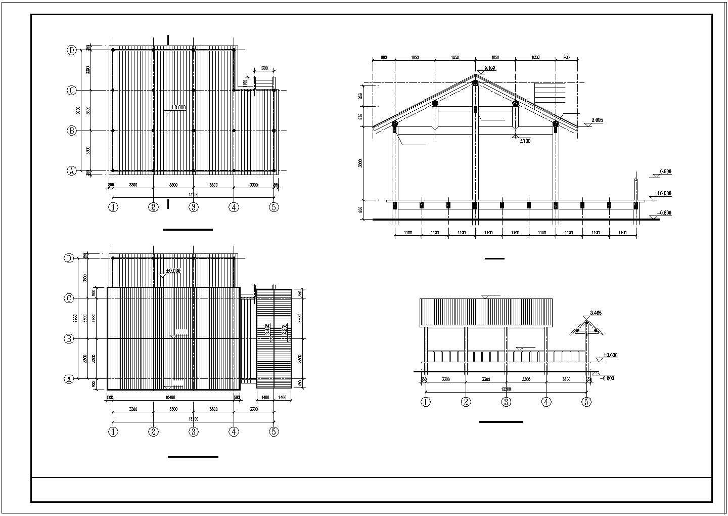 仿古草堂建筑结构全套施工设计CAD图纸