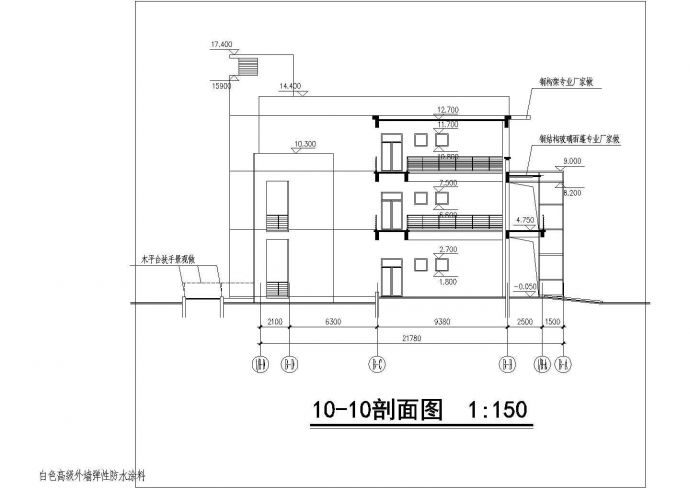 某城市九隆步行街及购物商场建筑设计CAD立剖图（含鸟瞰图）_图1