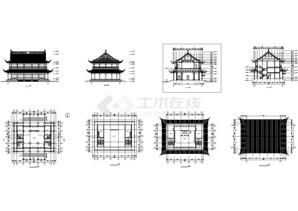 某仿古建筑设计cad建筑施工图-图二