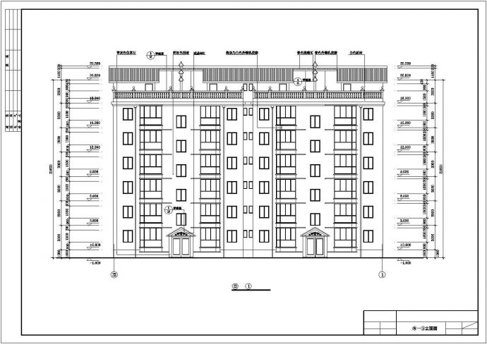 长33.04米 宽13.74米 六层跃七层框架结构CAD小康二单元1903.76平米对称户型住宅 含详图（课程设计）_图1