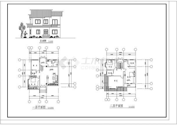 某地两层现代风格别墅建筑设计CAD方案图-图一