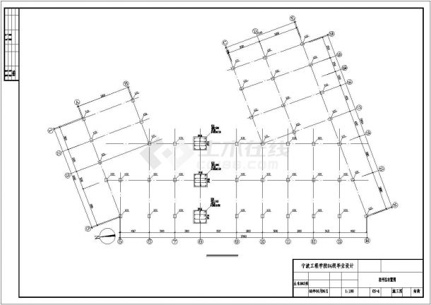 厂房设计_阜阳市临华路某工厂1760平米三层框架厂房建筑结构设计CAD图纸-图一