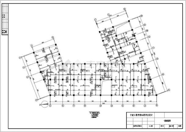 厂房设计_阜阳市临华路某工厂1760平米三层框架厂房建筑结构设计CAD图纸-图二