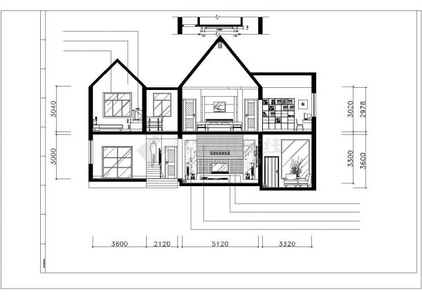 某地区现代中式独立别墅建筑装修方案设计施工CAD图纸-图二