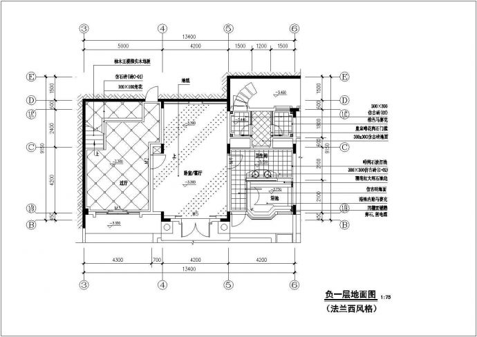 某地区现代法式精品单体小别墅建筑装修方案设计施工CAD图纸_图1