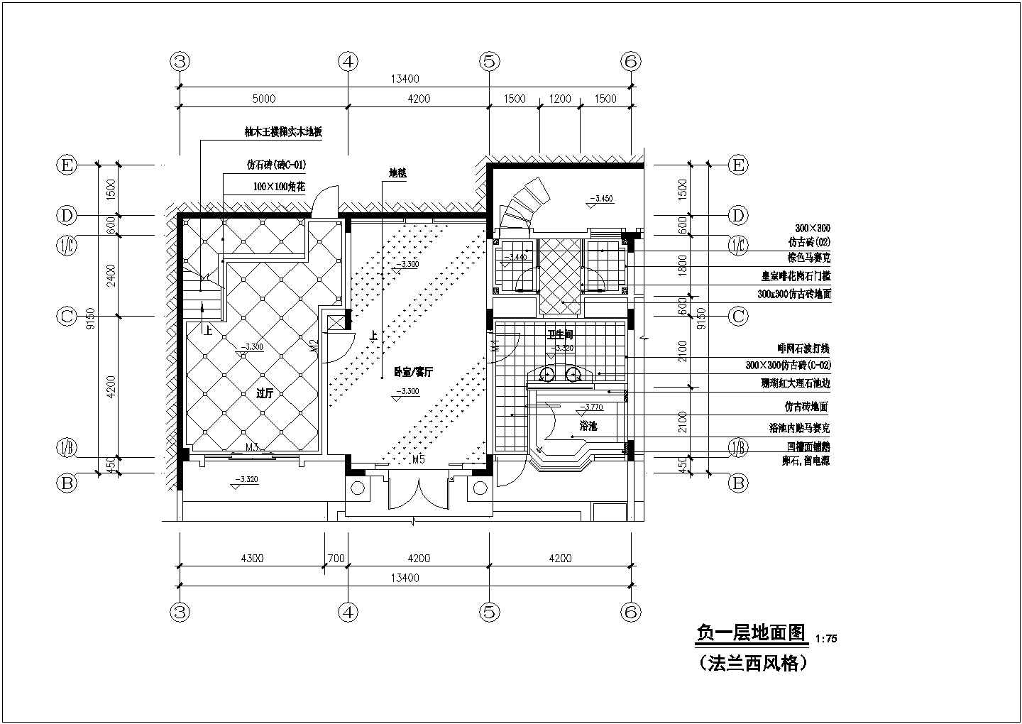 某地区现代法式精品单体小别墅建筑装修方案设计施工CAD图纸