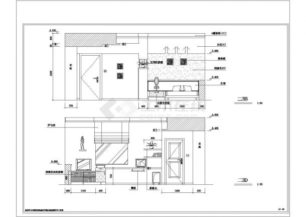 某地区经典风格联排别墅建筑装修方案设计施工CAD图纸-图一