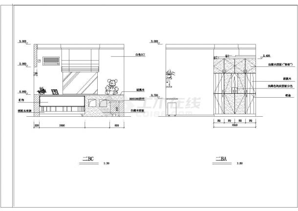 某地区经典风格联排别墅建筑装修方案设计施工CAD图纸-图二