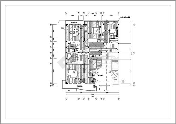 某地区经典风格高级别墅建筑实木装修方案设计施工CAD图纸-图二