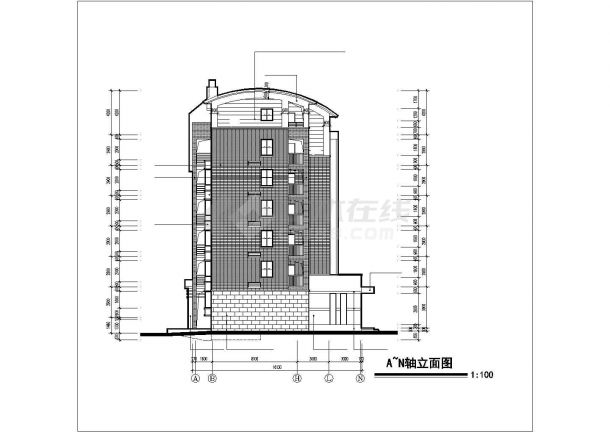4600平米7层混合结构商住楼平立剖面设计CAD图纸（单层商铺/含阁楼）-图一