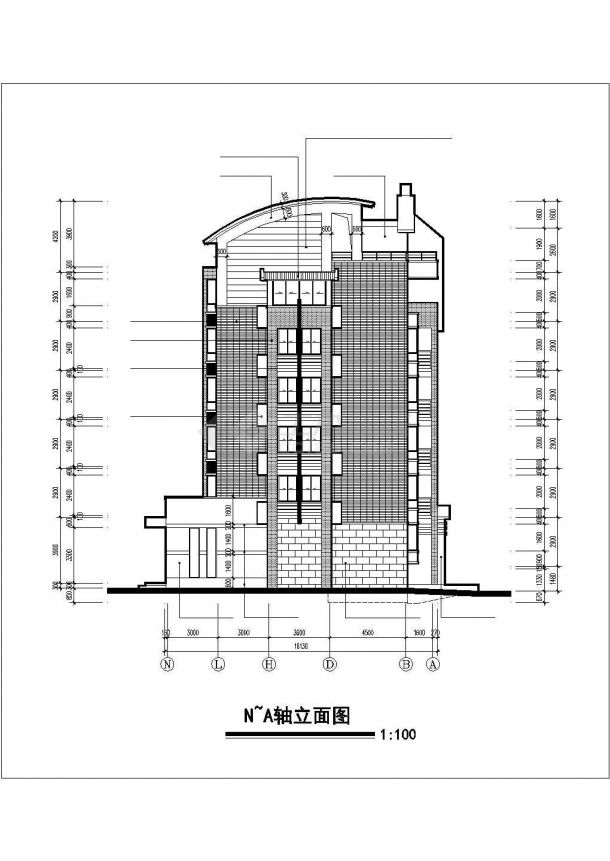 4600平米7层混合结构商住楼平立剖面设计CAD图纸（单层商铺/含阁楼）-图二