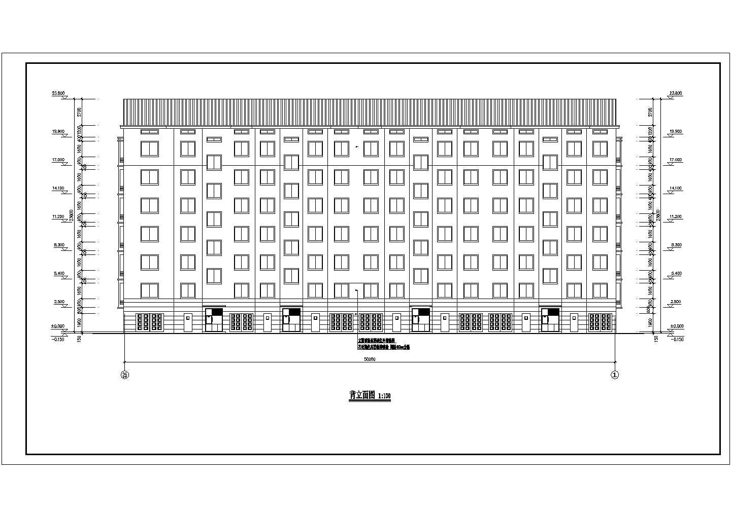 4400平米7层框混结构民居住宅楼建筑CAD设计图纸（含车库和阁楼）