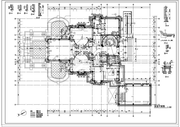 意大利风格整套独立别墅cad建筑施工设计图纸-图二
