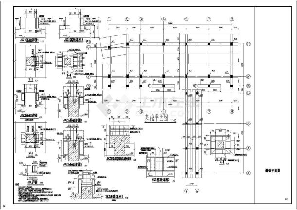 某地五层框架结构教学楼结构加固设计CAD全套施工图纸（含设计说明）-图二