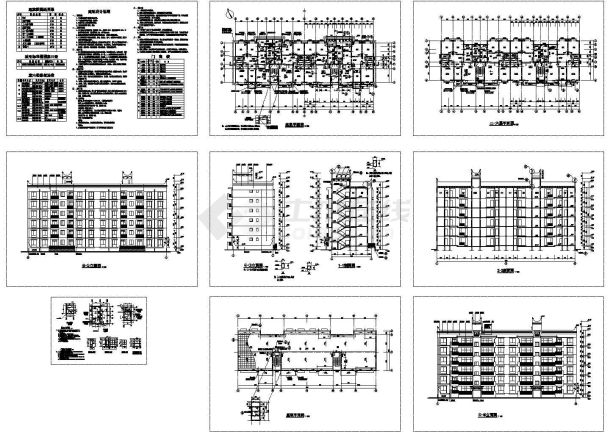 某市大型六层砖混住宅建筑施工图-图一