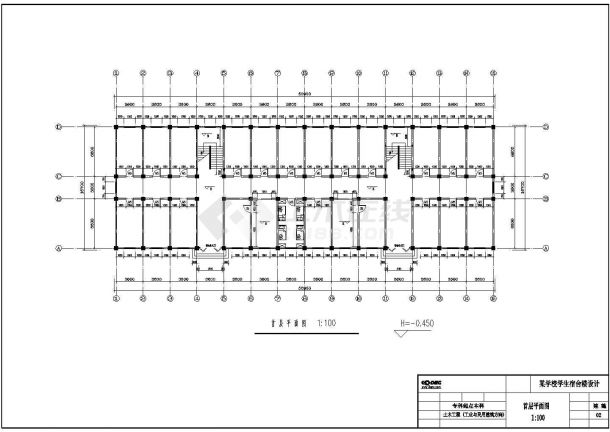 大连某中学5100平米6层框架结构学生宿舍楼建筑和结构设计CAD图纸-图二