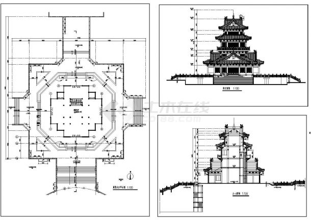 某地望海楼古建筑施工图-图一