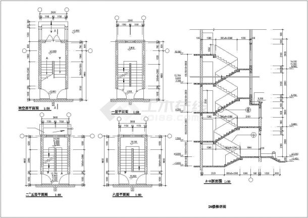 某6层住宅楼建筑施工CAD平面图-图一