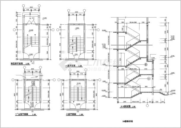 某6层住宅楼建筑施工CAD平面图-图二