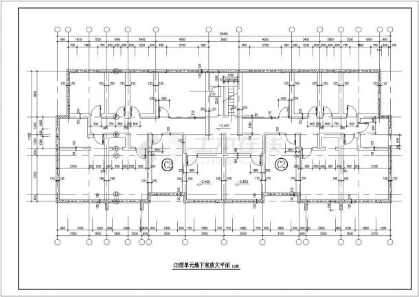 1500平米6+1层框混结构住宅楼平面设计CAD图纸（含地下室）-图二