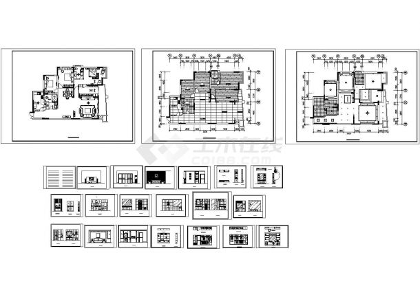 3室2厅现代简约套房装修设计施工cad图纸，共二十三张-图一