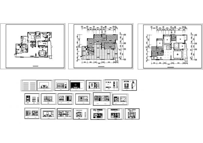 3室2厅现代简约套房装修设计施工cad图纸，共二十三张_图1