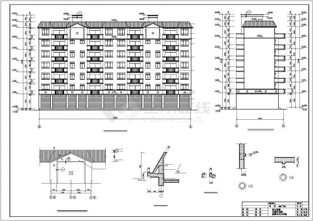 临街4400平米7层框混结构商住楼建筑+结构设计CAD图纸-图一