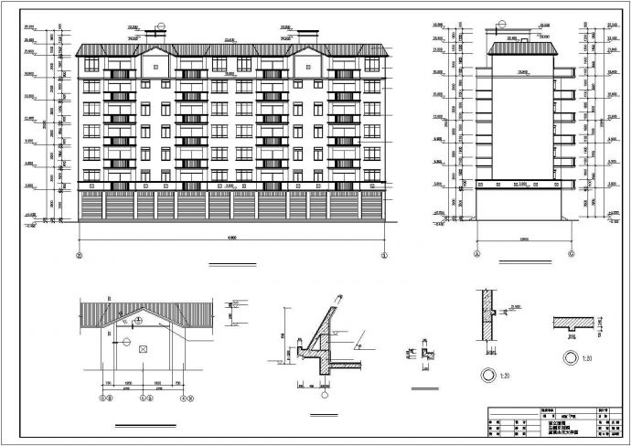 临街4400平米7层框混结构商住楼建筑+结构设计CAD图纸_图1