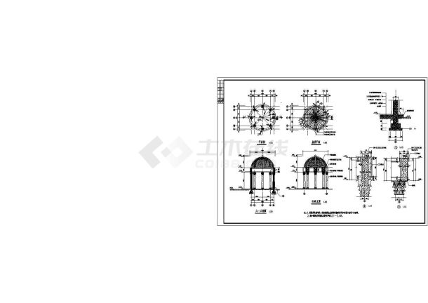 意大利式圆形凉亭施工大样设计-图二