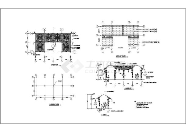 法式花架施工建筑布置基础图-图二