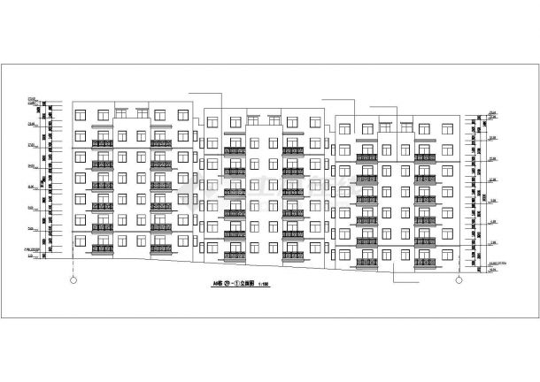 3900平米左右7层混合结构住宅楼平立剖面设计CAD图纸（含跃层）-图一