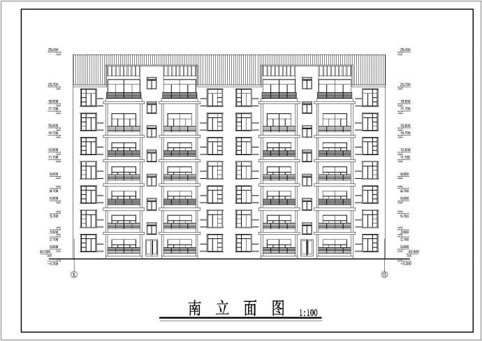4100平米7层框混结构住宅楼平立剖面设计CAD图纸（含跃层）_图1