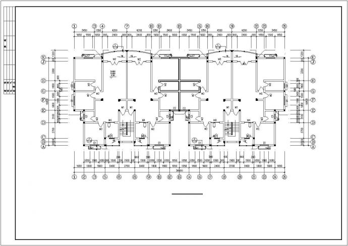 长沙某小区3180平米左右7层砖混结构住宅楼平立剖面设计CAD图纸_图1
