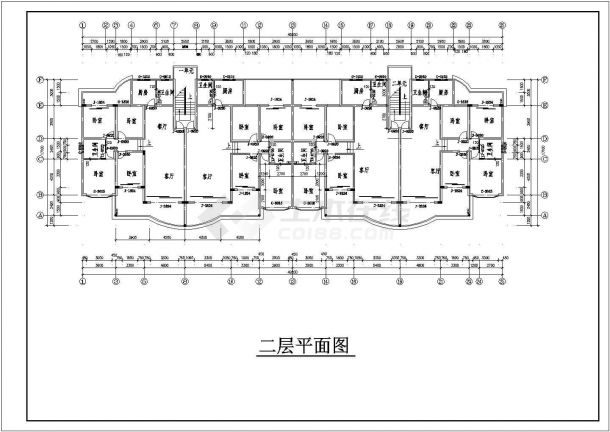 1000平米4+1层框混结构住宅楼平面设计CAD图纸（1层4户）-图一
