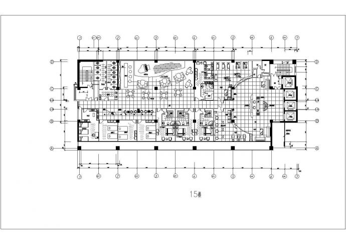 1.8万平米22层框剪结构商住公寓楼平面设计CAD图纸（1-5层商用）_图1