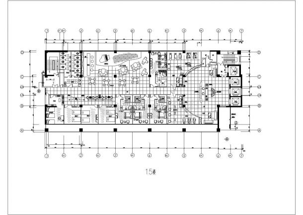 1.8万平米22层框剪结构商住公寓楼平面设计CAD图纸（1-5层商用）-图二
