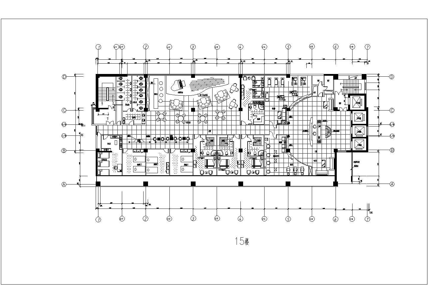 1.8万平米22层框剪结构商住公寓楼平面设计CAD图纸（1-5层商用）