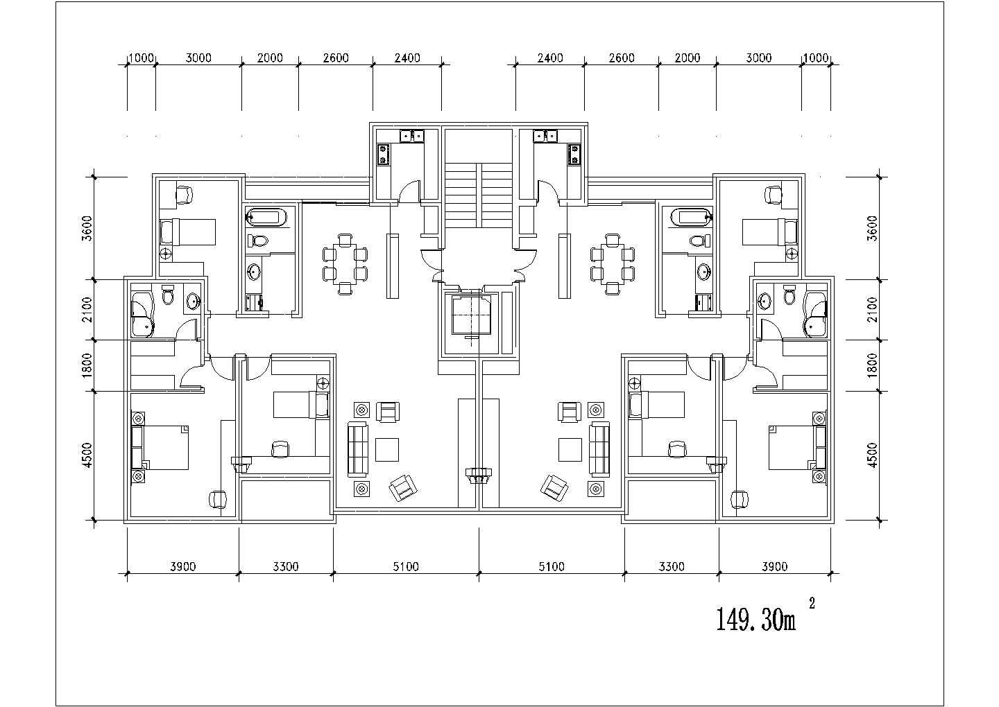 125-165平米左右的三四房经典户型设计CAD图纸（100张）