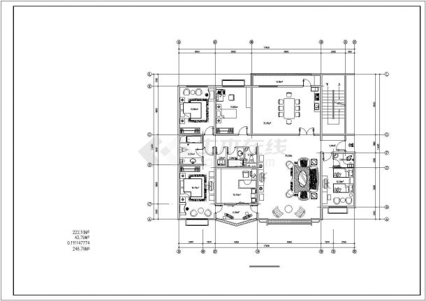 某小区166-220平米4-5房的大户型平面设计CAD图纸（4张）-图二