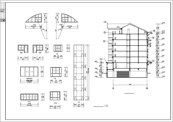6600平米7层框混结构住宅楼其他建筑设计CAD图纸（含车库层）_图1
