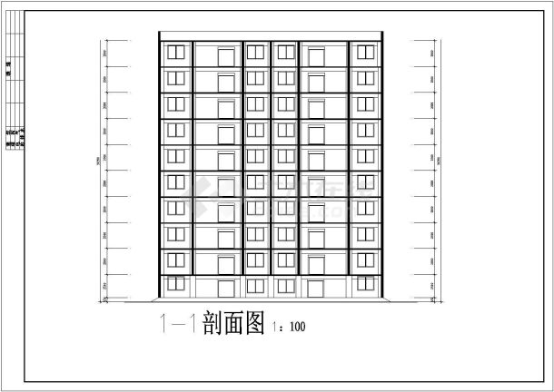 蚌埠市某小区4400平米10层框架结构住宅楼平立剖面设计CAD图纸-图二