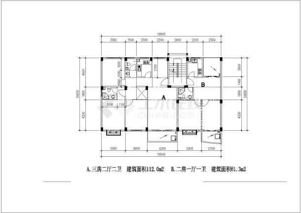 杭州市某新建小区19张80-125平米左右的平面户型设计CAD图纸-图二