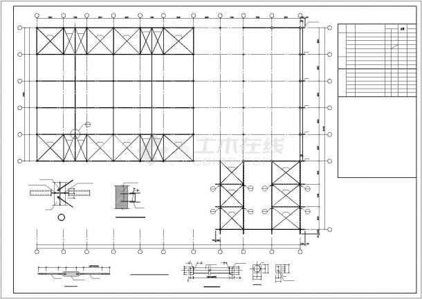 某二层钢屋面汽车4S店CAD结构施工图-图一