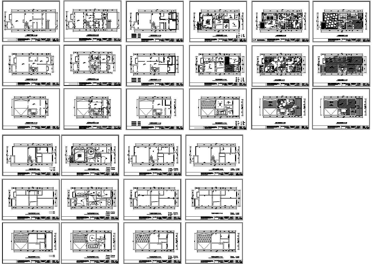 某三层别墅空间平面装修设计CAD图纸
