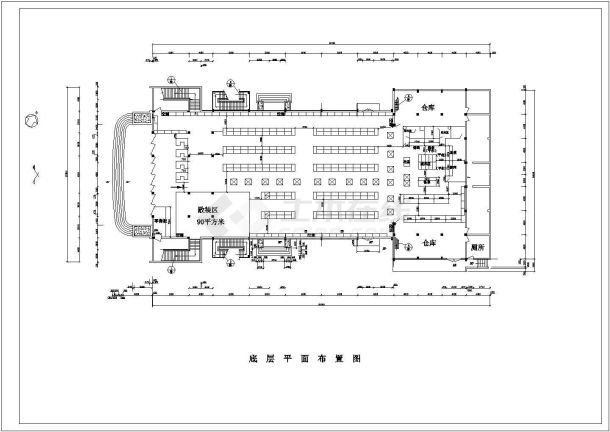 农场超市底层平面布置设计CAD图-图一