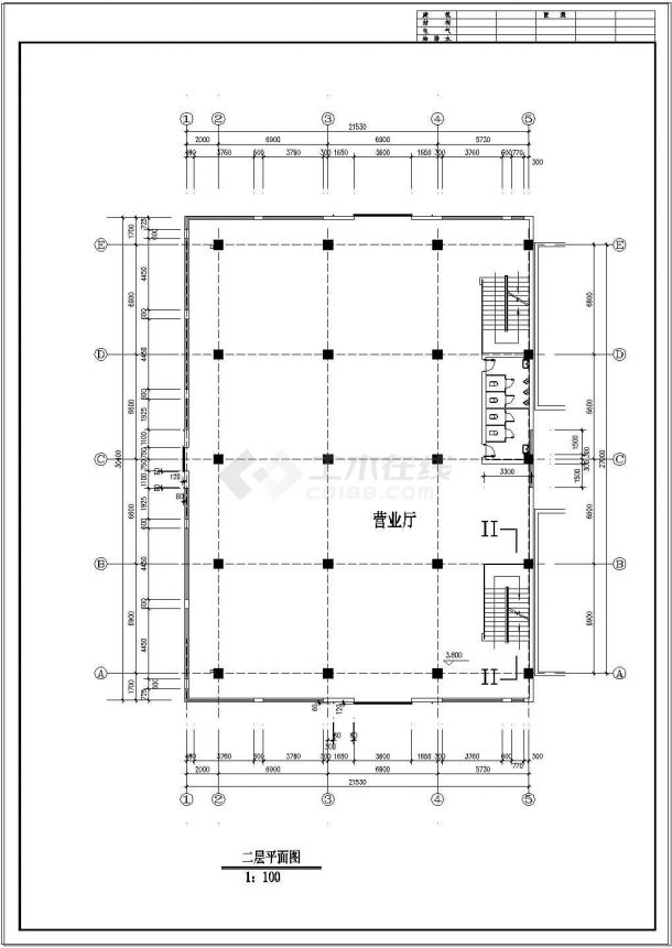 西安古建营业厅CAD建筑设计施工图纸-图二