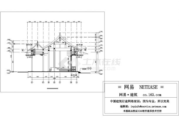 洗心禅寺天王殿建筑cad施工设计图-图一