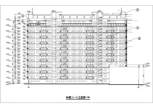 徐州市大庆路香山庭院小区10层住宅楼平立面设计CAD设计图-图二