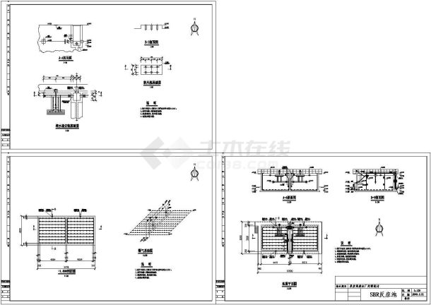 800t_d生活污水采用SBR工艺CAD全套图纸-图一